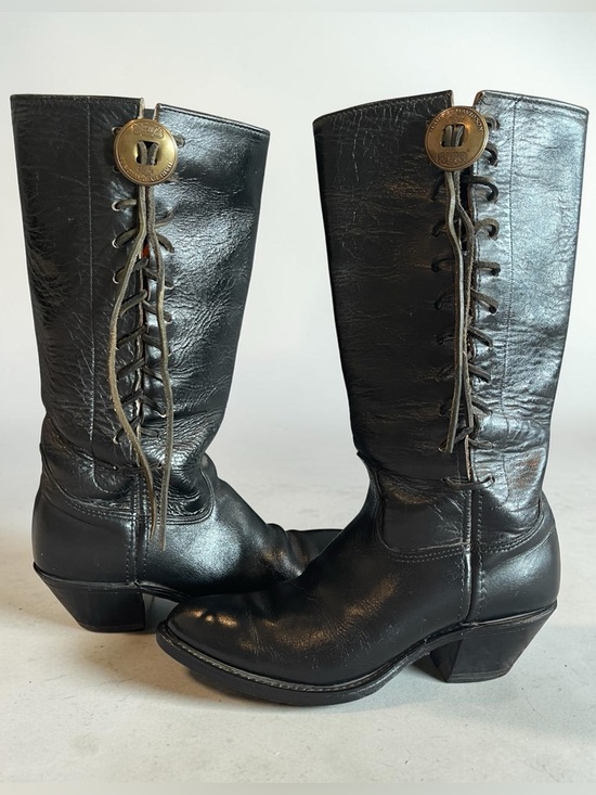 Harley-Davidson Shoes - Harley Davidson 80’s Vintage Leather, Side Lace Concho Boots, Black, Western, 9